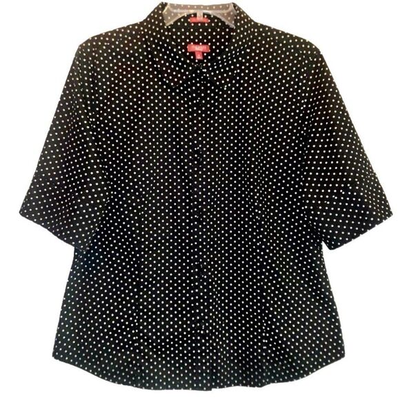 Talbots Haberdashery Polka Dot Tailored Top in Black/Cream Women’s 14 - Picture 1 of 7